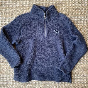 PINK Dark Gray Sherpa Quarter Zip Sweater S